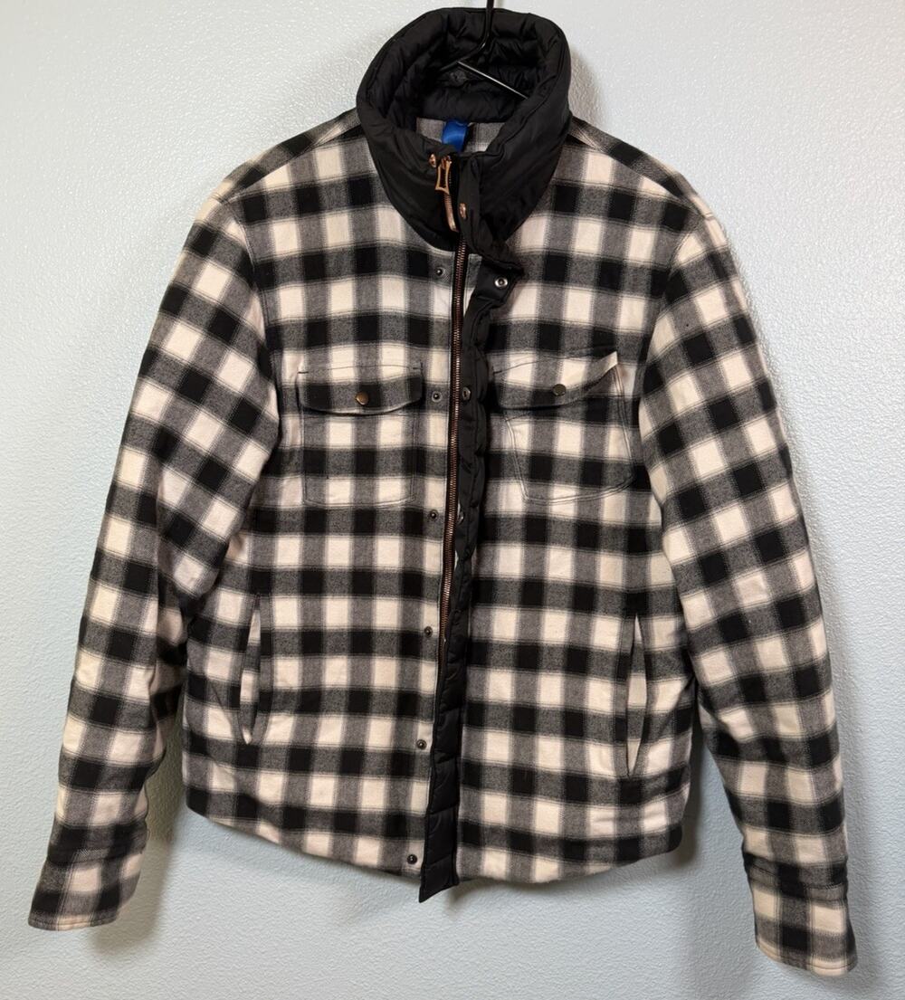 Kit and Ace Women’s M Cotton Cashmere Plaid Down Puffer Jacket Black White